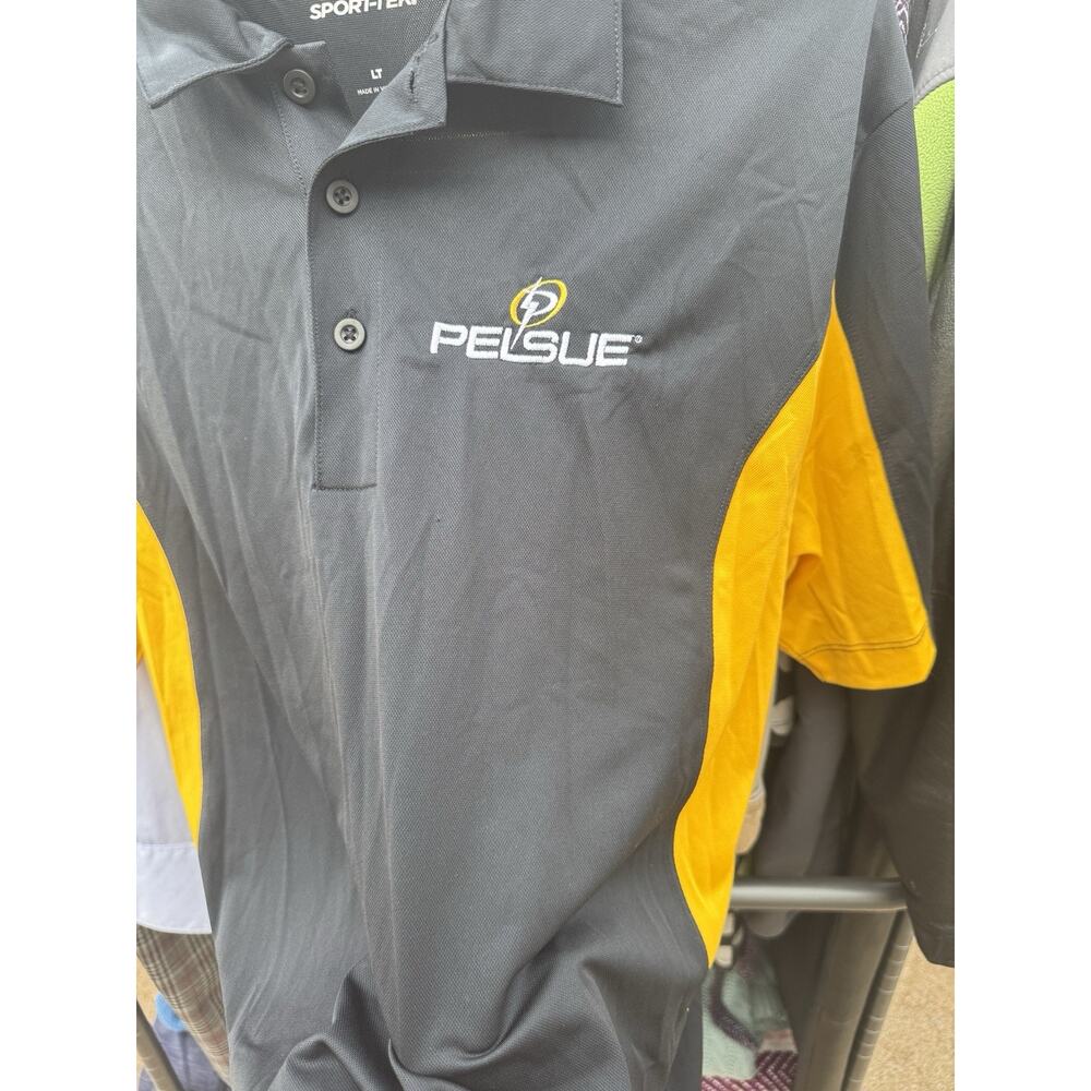 PELSUE Dri-Fit Golf Sport Cycle Shirt. Sized as Large Teen / Youth. Black Yellow